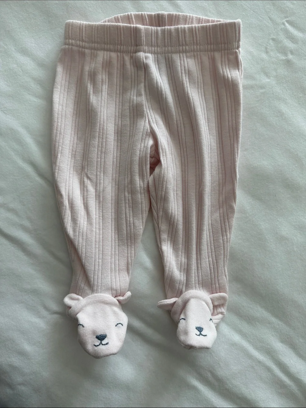 Carter's Light Pink Ribbed Wrap Footed Set with Hat